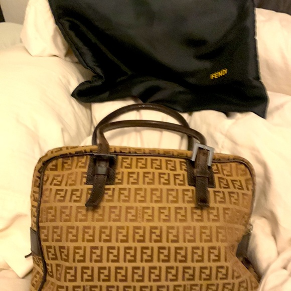 Authentic FENDI Zucchino  Hand Boston Bag Purse - Picture 2 of 9